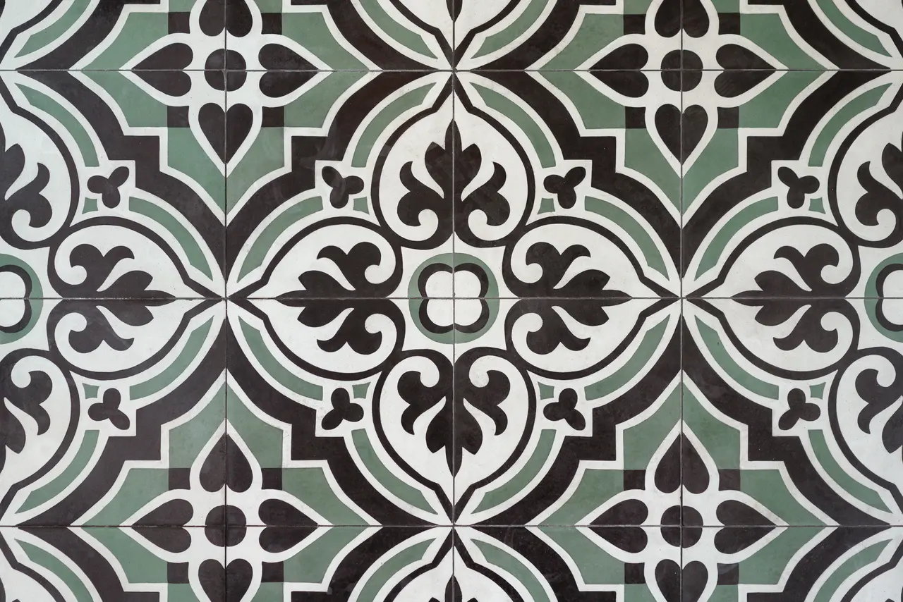 Détail des carreaux de ciment.